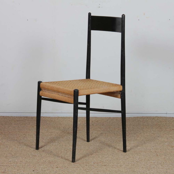 Image 1 of Suite of 4 Italian Wooden Chairs from the 1960s