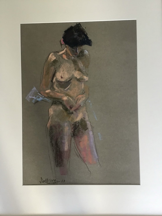 Pastel tekening van  Sim Visser, Schilderijen & Tekeningen, Papier, Aluminium, Zwart (foto 7 van 7)