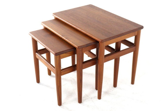 Set of 3 Danish Nesting Tables Side Tables Solid Teak Vintage Restored – Wood (photo 14 of 19)