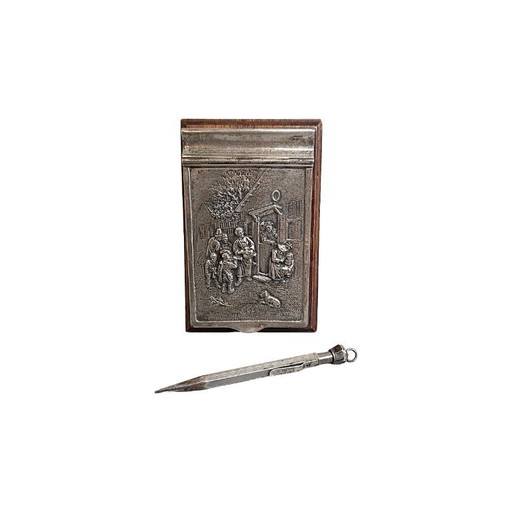 Dutch silver notepad holder with pen, from 1944