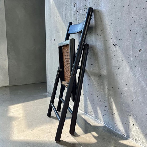 Chaise pliante scandinave en bois noir et rotin par IKEA et Eno, 1993, Ukraine – IKEA ENO, Chaises pliantes (photo 3 of 17)