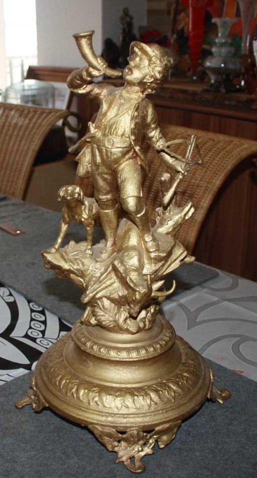 Antique French spelter/zinc cast figure with gilding – 19th century – 42 cm high