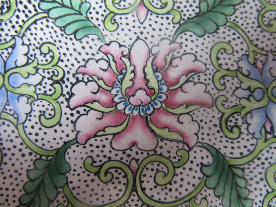 Pin Tray Chinese Canton cloisonné Enamel on copper, floral scroll design, vintage, Table accessories, Brass (photo 6 of 6)