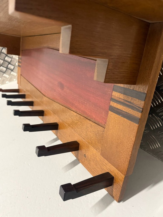 Appendiabiti da parete vintage in legno – Stile Art Déco / Scuola di Amsterdam – 7 ganci – Wood (photo 3 of 5)
