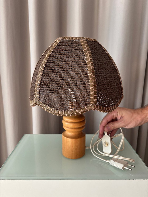 Lampe de table vintage tressée – Bois et rotin – Années 1970 – Wood (photo 5 of 11)