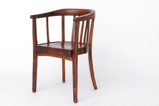 Image 1 of Vintage Armchair 1950s Germany, Beech Wood, Mid Century Accent Chair, Wooden Arm Chair