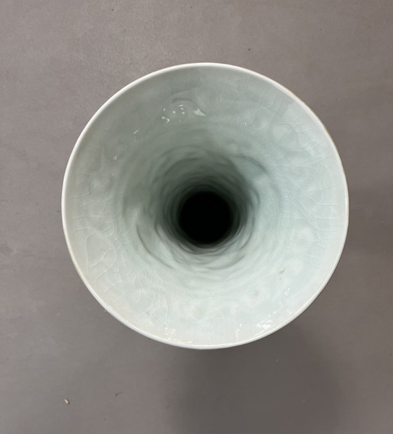 Image 1 of Vintage tall Art Nouveau floral motif vase