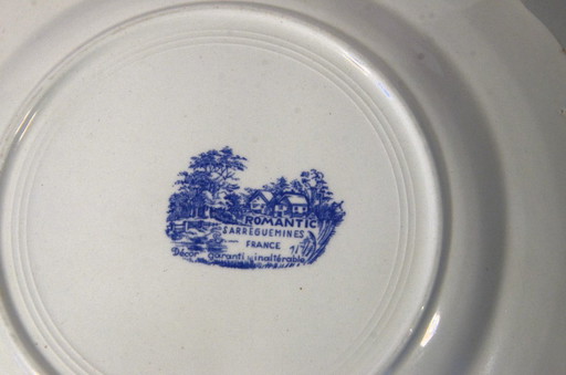 3 Piatti Blu Antichi, Sarreguemines, Motivo Romantico, D24xH2,5cm – servies, Ceramic (photo 2 of 9)