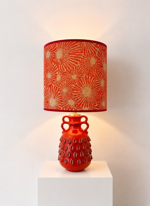 Strawberry vase lamp with Japanese fabric shade