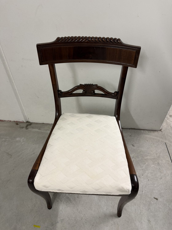4 Vintage Dining Chairs – Textile, Wood (photo 4 of 5)