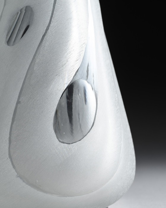 Image 1 of Brutalistische Kunstglasvase, deutsches Studio, signiert HM 1978, Hanns Model Stuttgart, 32 cm