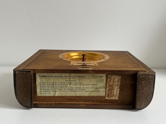 Zeldzame jaren 40 Art Deco Deense Opwindklok en Spaarpot – Klokken, Wood (photo 5 of 10)