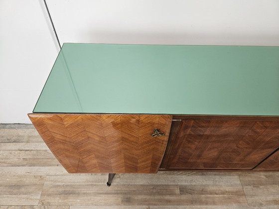 Image 1 of Mahogany-clad sideboard with glass top