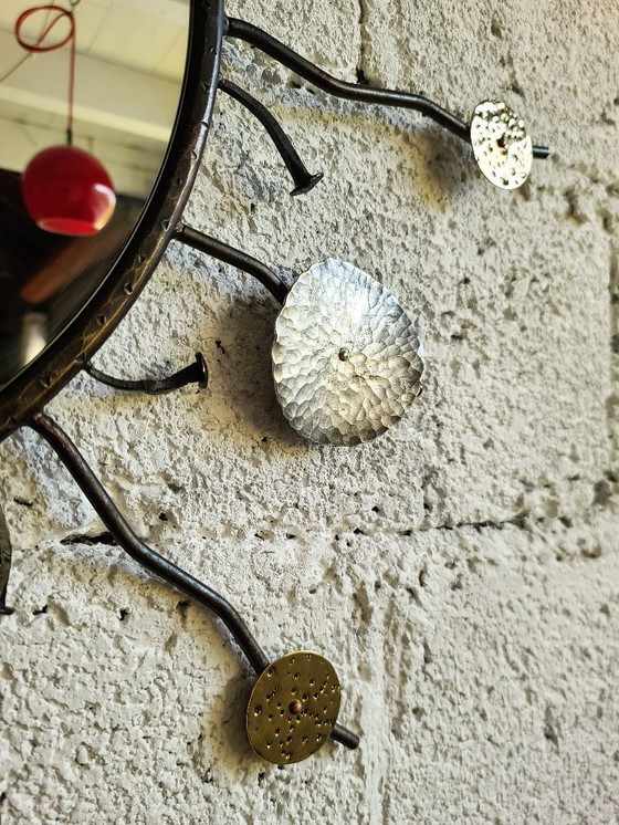 Image 1 of Handgemaakte zonnespiegel - uniek stuk ijzer messing aluminium