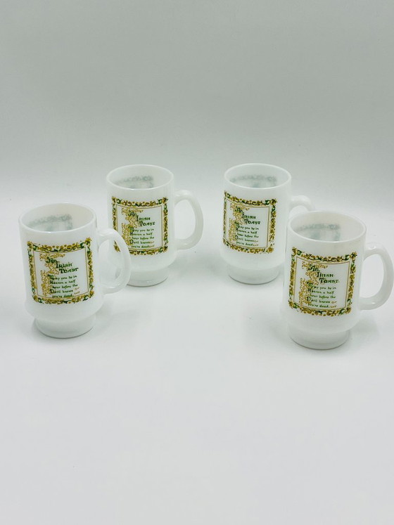 Set of 4 Opaline "An Irish Toast" Vintage Cups – Glass & Decanter, Glass (photo 2 of 8)