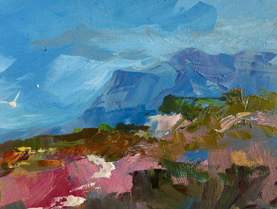 Image 1 of Original Oil Painting Coastal Mountain Landscape After the sea storm