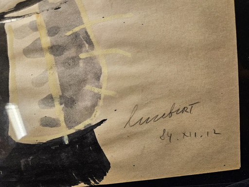 Lucebert Aquarelle composition abstraite