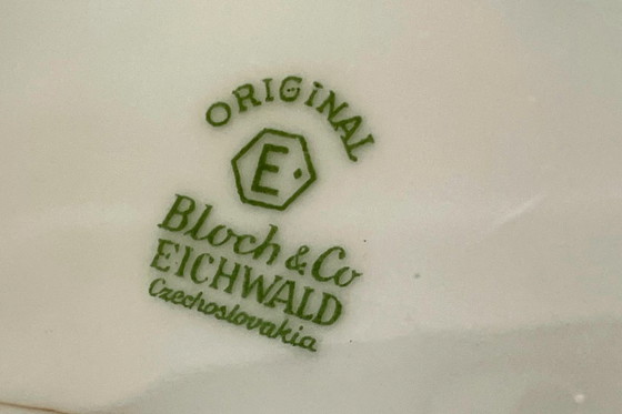 Image 1 of Vintage Eichwald theeservies voor 12 personen – Art Deco porseleinen servies – Oranje rozenpatroon