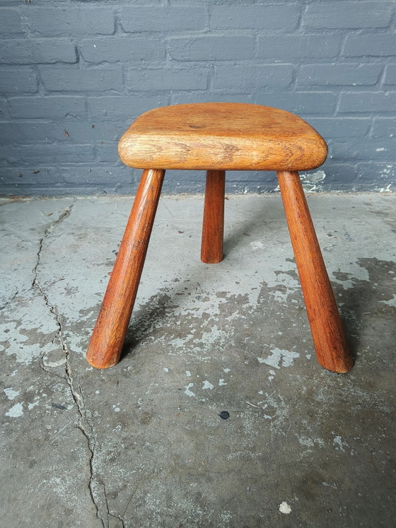 Tabouret vintage en chêne des années 60 - tabouret dans le style de Perriand – Bois (photo 5 of 14)