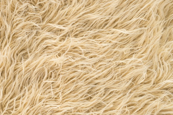 Image 1 of Minimalist Vintage Turkish Tulu Rug – Soft Cream High-Pile Wool Shaggy Carpet 238 x 144 cm