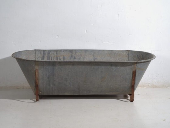 Bañera antigua de zinc galvanizado – Tina industrial europea – circa 1900 #6 – Macetas, Iron, Rustic (photo 21 of 39)