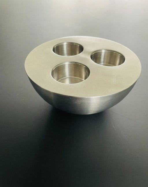 Bougeoir minimaliste en acier inoxydable pour 3 bougies chauffe-plat