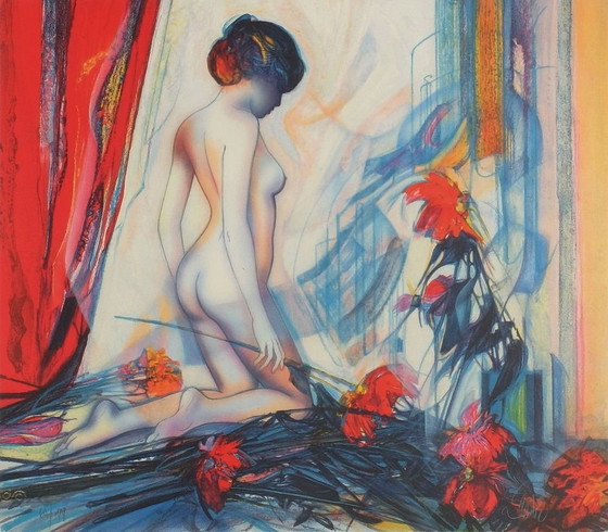 Image 1 of Jean-Baptiste VALADIÉ La cortina rossa Litografia firmata 1990