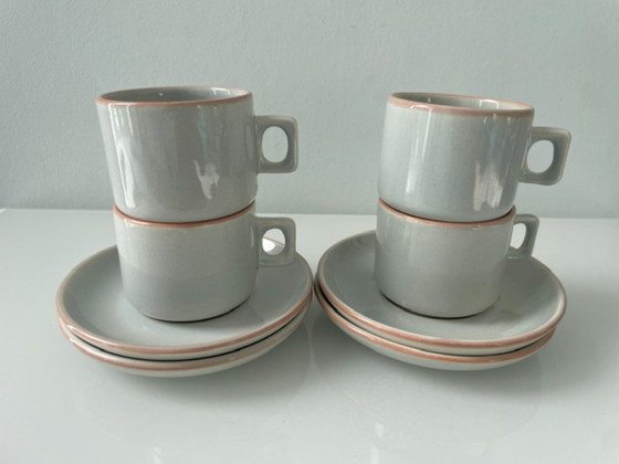 Image 1 of 4x tazas y platillos de diseño holandés Driehoek Huizen