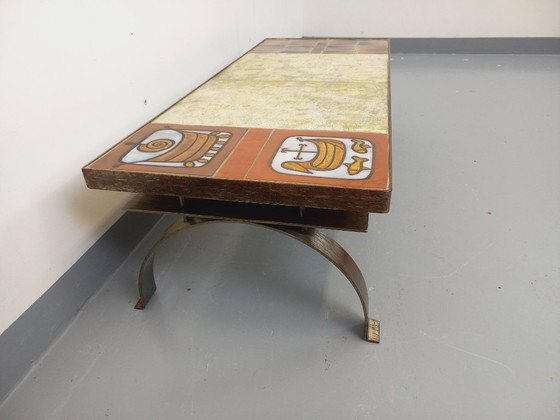 Image 1 of Vintage coffee table by Jean Gregorieff for Roche Bobois in ceramic and steel from the 60s and 70s