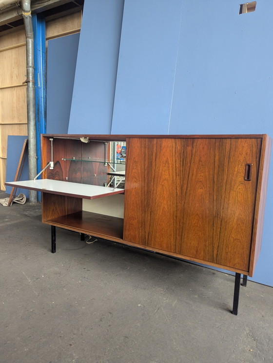 Mid Century Dressoir/ Wandkast Met Bargedeelte 1960s – Metal, Wood (photo 4 of 14)