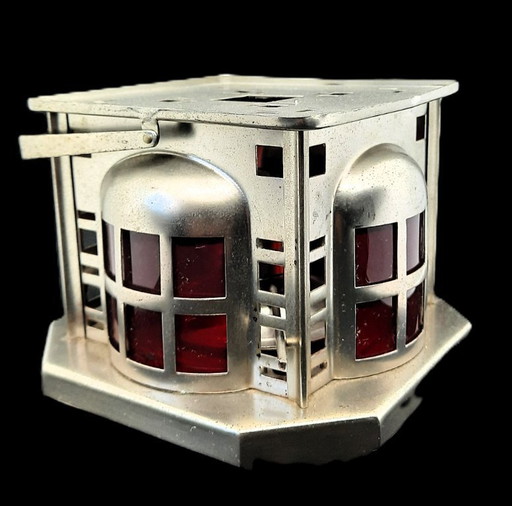 Daalderop Art Deco 1930s tea warmer with red glass