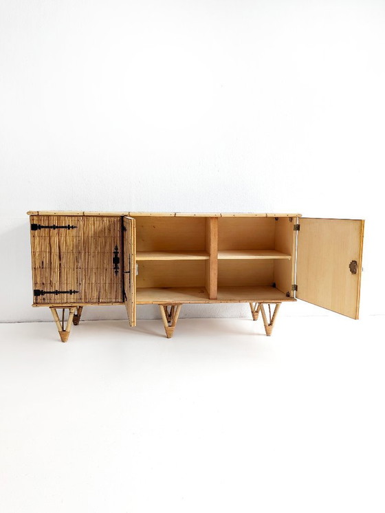 Image 1 of Frans rotan dressoir uit de jaren 60