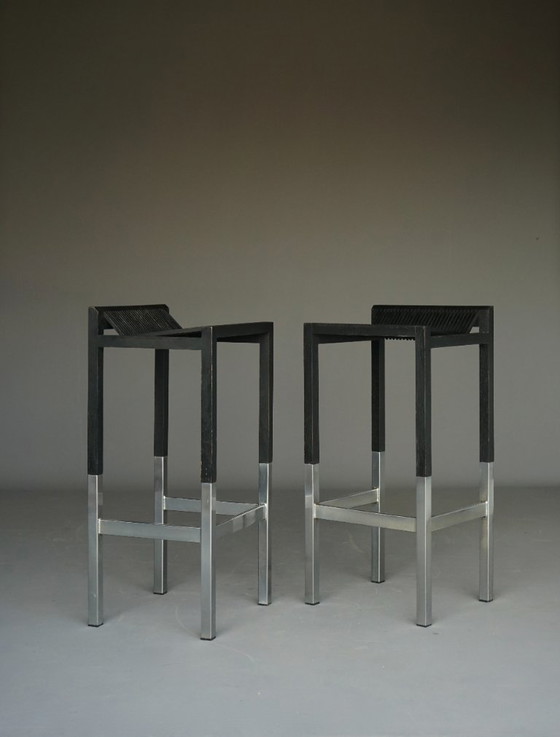 Minimalist Bar Stools by Ruud Jan Kokke, 1980s. Set of 2 – Barstools, Metal (photo 11 of 20)