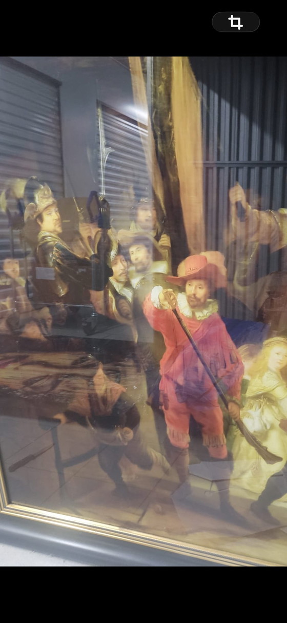 Image 1 of The Night Watch framed on tempered glass