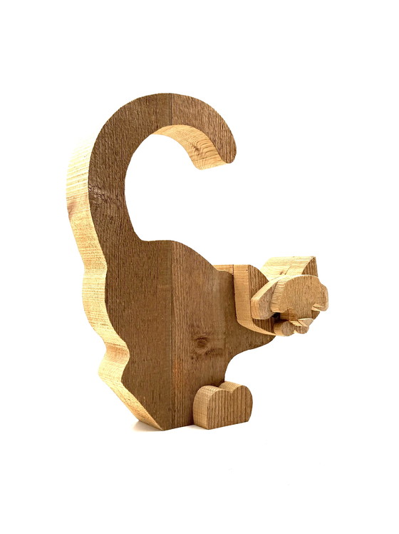 Image 1 of Bottega Michelangeli, Scultura in legno di gatto, Orvieto Italia anni '70