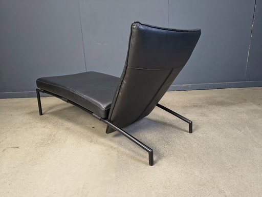 Vintage black leather chaise longue by Peter Mally for Cor, 1990s