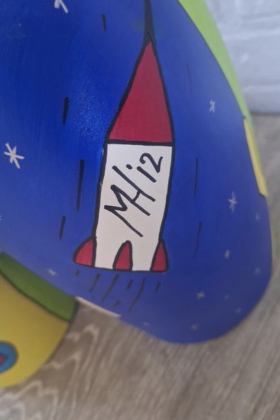 Image 1 of Handgeschilderd vrouwelijk torso in pop-artstijl - gesigneerd "MH i2" - uniek kunstwerk