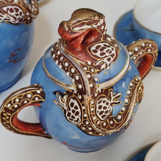 Image 1 of Juego de té japonés Dragonware para 6 personas – Juego decorado con Blue Moriage