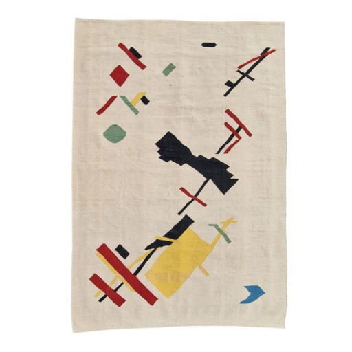 Tapiz tejido a mano de Kazimir Malevich, Suprematismo, 1915 | Lana sobre algodón | Arte textil (98 × 69 pulgadas)