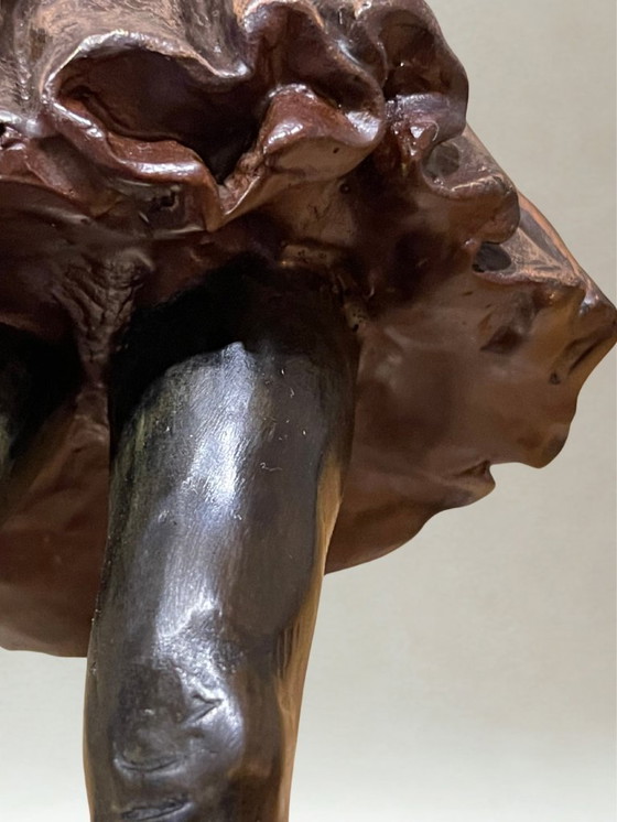 Image 1 of After Edgar Degas – Grande sculpture en bronze polychrome – Danseuse – Socle marbre – 38 cm - 5,4kg
