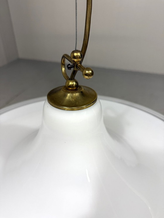 Image 1 of Vistosi Italy large white glass pendant lamp 1960's