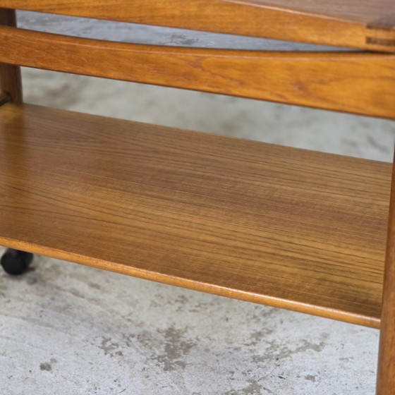 Image 1 of Poul Hundevad, vintage jaren 60 Teak trolley theewagen Deens
