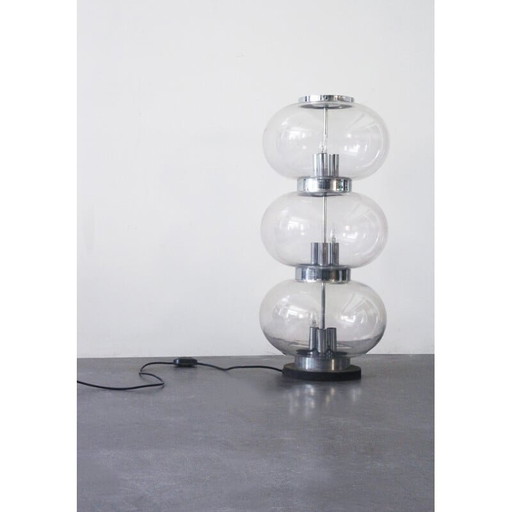 Vintage glass and metal lamp, 1970