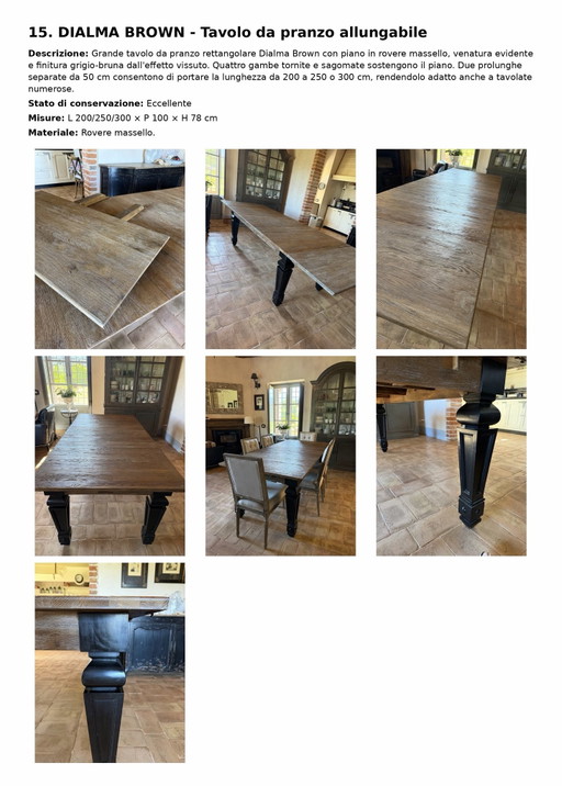 Table Dialma Brown en chêne massif – extensible jusqu'à 3 mètres