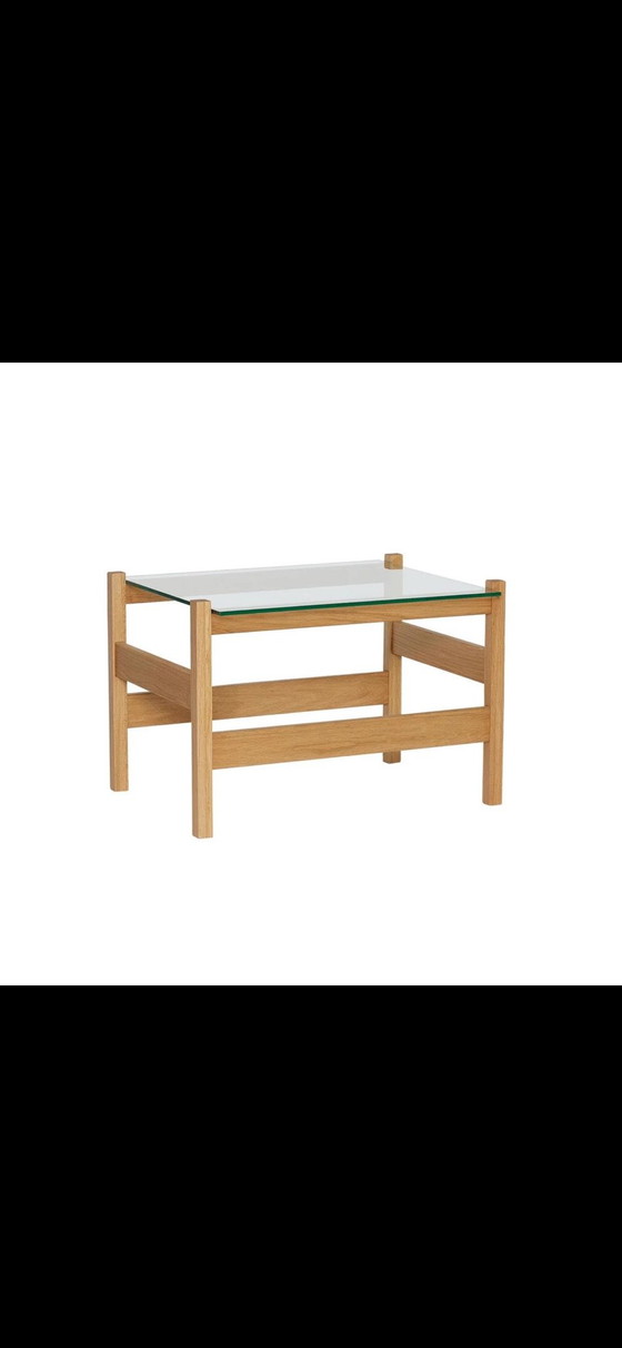 Hübsch Home Ledge Table d'appoint, Design scandinave, Tables d'appoint, Verre, Bois, Beige (photo 2 sur 5)