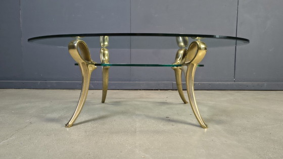 Image 1 of Table basse en laiton et verre, années 1970