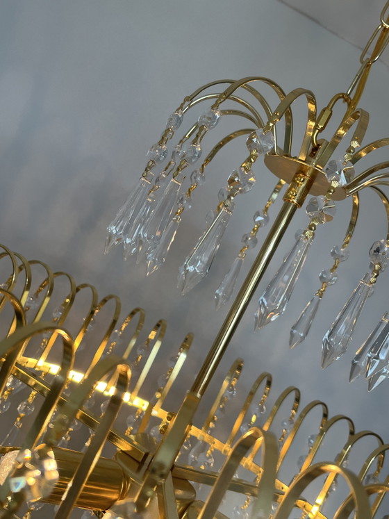 Image 1 of cut crystal point icicles chandelier