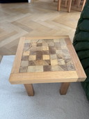 Vintage houten design bijzettafel met mozaïek 
