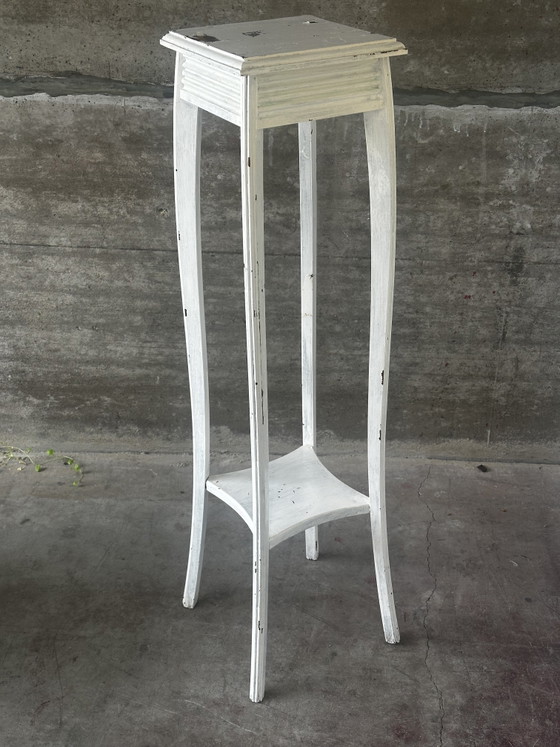 Selletta Antica in Legno Verniciato Bianco – H 110 Cm – Porta piante, Wood (photo 4 of 9)