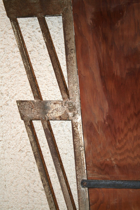 Image 1 of Metal Art Deco mirror (forged/ trapezoidal shape)